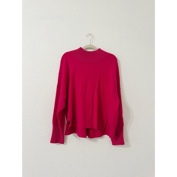 Anthropologie Maeve Logan Turtleneck Sweater Hot Pink Magenta XL - Picture 2 of 5